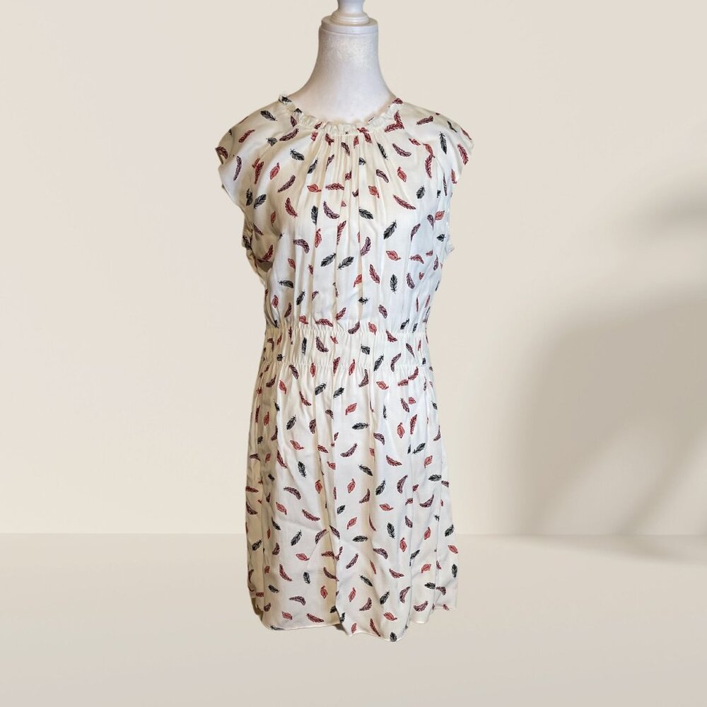 ✨ H&M Feather Print Sleeveless Dress – White/Multicolor – Size 12 (NWT)